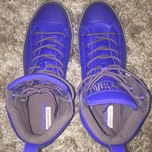 Men size 9 leather royal blue Converse.